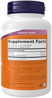 NOW Foods Supplements, Quercetin with Bromelain, Balanced Immune System*, 120 Veg Capsules