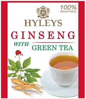 Hyleys Ginseng & Green Tea with Natural Guarana & Orange Flavor - Herbal Energy Tea - 25 Tea Bags