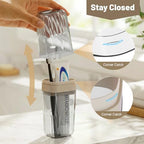 Toothbrush Travel Case, Large Enclosed Toothbrush and Toothpaste Holder Travel Container with Rinse Cup, Portable Bathroom Tooth Brush Storage Case Cover Protector for Traveling, Clear Grey