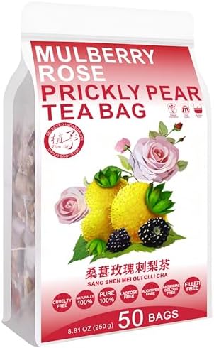 Plant Gift Mulberry Rose Prickly Pear Tea Bag 8.81oz (10g*25bags) Rock Dugar, Lily, Chinese Pure Natural, Health Care Mixed Tea, Combination of Floral Tea 250g 桑葚玫瑰刺梨茶