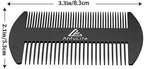 AhfuLife Stainless Steel Metal Hair&Beard Comb - Anti-Static Dual Action Beard Comb - Credit Card Size Combs Perfect for Wallet and Pocket - Presented in Gift Box (Black)