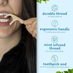 The Humble Co Dental Floss Picks for Teeth, 200 Count (Mint) - Single Thread Tooth Picks Flossers for Adults Gum Health - Plant-Based Toothpick Floss for Interdental Oral Care & Hygiene