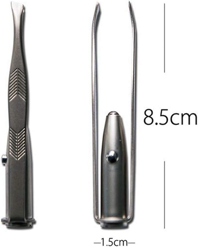 2Pcs Creative Led Light Eyelash Eyebrow Hair Removal Stainless Steel Make Up Tweezer Durability and practicality Beauty and Personal Care(8.8x0.8x1.6cm)