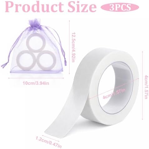 3 Rolls Micropore Eyelash Extension Tapes Adhesive Tapes for Eyelashes Makeup Tape Eyelash Extension TapeImplantation False Supplies for Lash Clusters Eyeshadow Makeup with Pouch