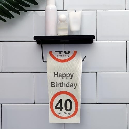 40th Birthday Gifts for Women Men Her Him, Funny Happy Birthday Toilet Paper Roll, 40 Years Old Novelty Gag Gift Ideas for Friends Bathroom Toilet Themed Table Party Supplies Decor