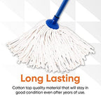 Superio Cotton String Mop Replacement Head, Refill for Hardwood Floor Cleaning, Self Wringing, Heavy Duty, Commercial/Industrial, 14" Strings, White, Cotton, Floor, Tile, Ceramic