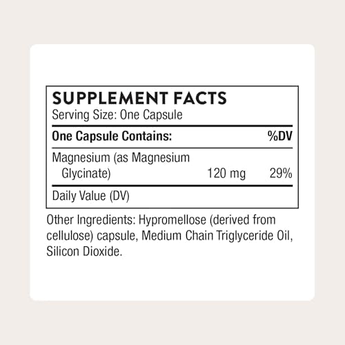 THORNE - Magnesium Glycinate - Supports Restful Sleep, Muscle Relaxation, Heart Health & Metabolism* - Chelated Magnesium Capsules - Third-Party Certified - Gluten, Dairy & Soy-Free - 90 Servings