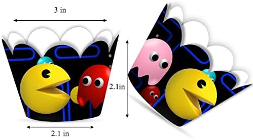 "Pacmn Ghost Cupcake Wrapper – Retro Arcade Video Game Theme Birthday Party Supplies – Colorful Cupcake Decoration for Adults – Perfect for Gaming Parties, Birthdays, and Themed Celebrations"