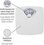 WENKO Mechanical, Precise, Analog Body Scale with Large Scale and Non-Slip Tread, Measuring Range up to 130 kg in 1 kg Steps, Metal housing in White, 27 x 4.5 x 26.5 cm