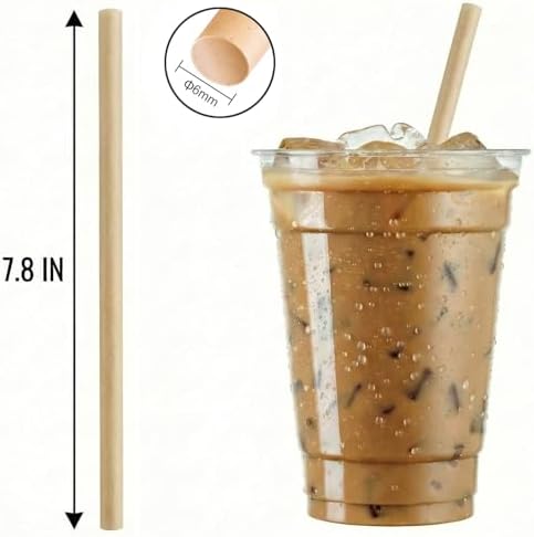 KTOB 200 Count Compostable Sugarcane Straws - 100% Plant-Based, Disposable Drinking Straws for Hot & Cold Beverages