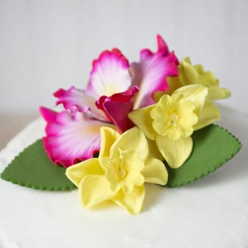 Global Sugar Art Daffodil Sugar Cake Flowers, Yellow, 6 Count by Chef Alan Tetreault