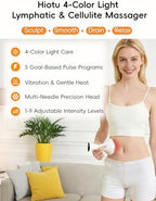 Lymphatic Drainage Massager for Body Sculpting & Cellulite – Body Sculpting Machine & Anti Cellulite Massage Tool for Stretch Marks with 4-Color Light, Pulse, Heat & Vibration for Waist, Legs & Arms