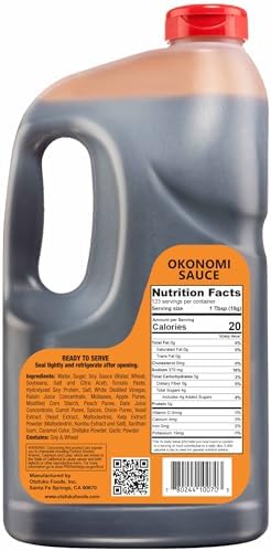 Otafuku Okonomiyaki Sauce for Japanese Okonomiyaki Pancakes, Restaurant Bulk Size, 78.7 OZ | 1/2 Gallon