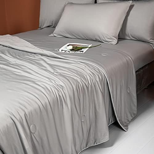 Cooling Blankets for Hot Sleepers - Cool Like Ice Cream Blanket for Summer, Lightweight Double-Sided Cooling Comforter Quilt (King Size 90" x 108" Grey)