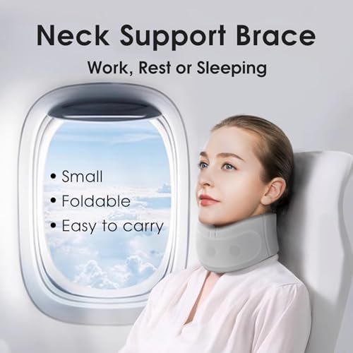 RESTCLOUD Neck Brace for Neck Pain and Support, Neck Support Brace, Adjustable Cervical Collar, Gray, 3.5" Tall, 21.5" Long