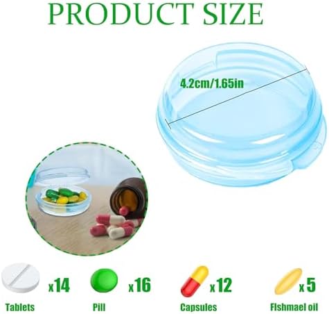6 PCS Portable Mini Travel Pill Organizer, Small Pill Box, Transparent Round Container Storage Box for Outdoor Traveling