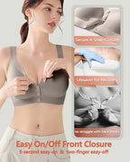 Jelly Front Closure Bras for Women Wireless Padded Post Surgery Bra No Underwire Seamless Full Coverage Comfortable