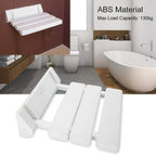 Wall-Mounted Folding Shower Seat with Drop-Leaf Design | Bathroom Bench | Space-Saving Wall Stool for Home, Hotel, Sauna, or Bath Use | White