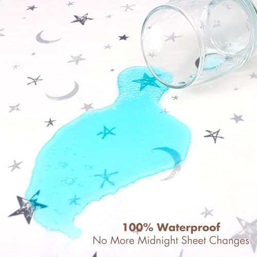 Baby Waterproof Bed Pad Washable Mattress Pad Reusable Underpads Bed Wetting Incontinence Cover for Baby Toddler Children and Adults-White Star