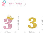3rd Birthday Cupcake Toppers/Children Girls 3rd Birthday Cupcake Toppers/Crown Three Years Old/Kids Bday Party Decorations Number 3 / Glitter - 24 Pcs