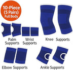 BNYD 10-Piece Compression Support Brace Set for Knee, Elbow, Wrist, Palm & Ankle — Full Body Pain Relief, Sports Injury Protection, Joint & Muscle Support for Men & Women (5 Pairs)