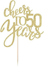 Gold Glitter Cheers to 50 years Cake topper, Happy 50th Birthday Cake Decorations,Perfect for 50 Years Cake Decorating,Wedding/Anniversary Party Decorating supplies. (Gold 5)