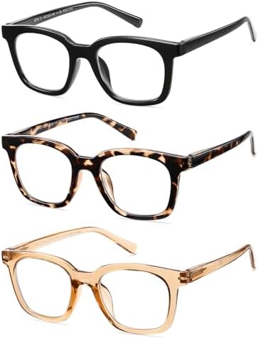 LKEYE Reading Glasses For Women Blue Light Blocking Square Computer Reader Stylish Unbreakable Large Eyewear LK6078