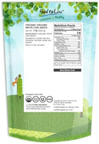 Food to Live Organic Ground White Chia Seeds, 1 Pound – Raw Natural Milled Seeds. Non-GMO, Kosher, Vegan, Bulk