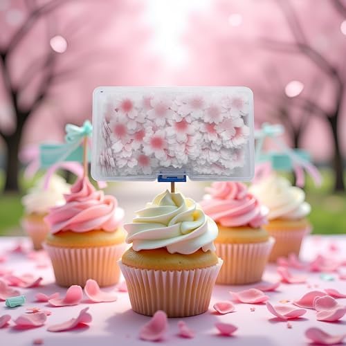 100 Edible Flower Cupcake Toppers - Sticky Rice Paper Decorative Cake Toppers for Wedding & Birthday Parties, Edible Cupcake Toppers