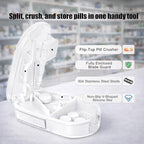 Pill Cutter and Crusher, Tablet Splitter for Small and Tiny Pills, Professional Medicine Cutter for Large Tablets, 1/4 Dose Divider,Portable Divider for Travel Use– Transparent White