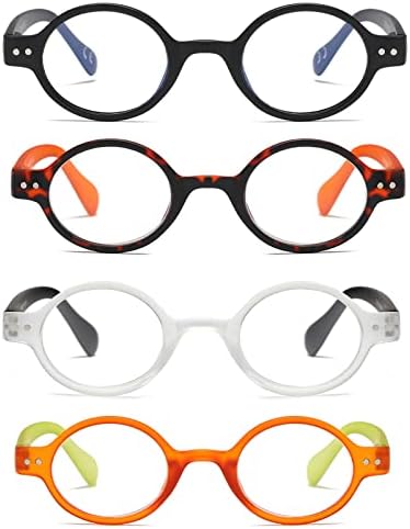 4-Pack Mini Small Round Reading Glasses Comfortable Readers for Women and Men (Multicoloured, 1.00, multiplier_x)