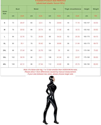 Women's Full Body Cover Wetlook Shiny PVC Leather Zipper Crotch Bodysuit Handmade Catsuit Jumpsuit