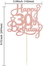 1 Pack Happy 30th Birthday Cake Topper Rose Gold Glitter 30 & Fabulous Cheers to 30 Years Old 30th Birthday Cake Pick for Celebrating 30th Birthday Anniversary Party Cake Decorations Supplies