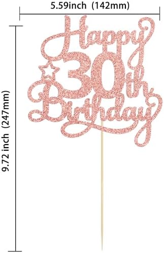 1 Pack Happy 30th Birthday Cake Topper Rose Gold Glitter 30 & Fabulous Cheers to 30 Years Old 30th Birthday Cake Pick for Celebrating 30th Birthday Anniversary Party Cake Decorations Supplies