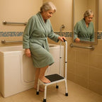 Sattiyrch Step Stool with Handle for Ederly,Sturdy and Lightweight Stool with Anti-Skid Platform,Easy Assmbly,Safely Supports up to 350 Pounds with 9.5 Inch