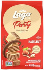 Gastone Lago Party Hazelnut Wafers, 8.82 oz – Italian Wafer Cookies with Hazelnut Flavored Cream Filling, Non-GMO Verified, Authentic Taste of Italy