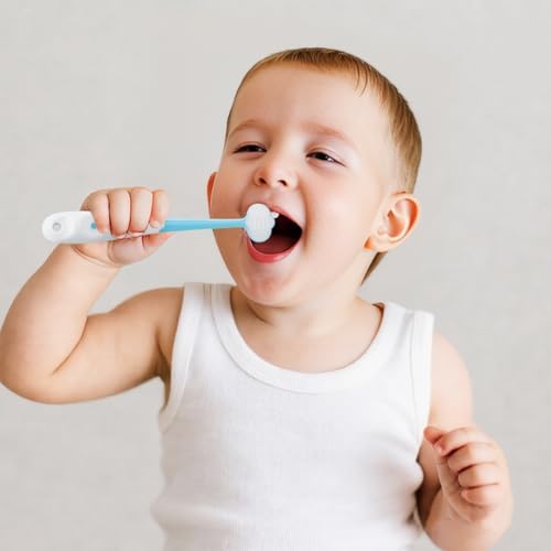 PandaEar 3 Pack Baby Toothbrush, Three-Sided Baby Training Toothbrush for Ages 1-4 Years, Infant Training Brush, Easy-Grip Handle