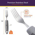 Special Supplies Adaptive Utensils (5-Piece Kitchen Set) Wide, Non-Weighted, Non-Slip Handles for Hand Tremors, Arthritis, Parkinson’s or Elderly Use (Grey)