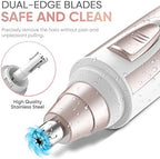 Ear and Nose Hair Trimmer Clipper - 2026 Professional Painless Eyebrow & Facial Hair Trimmer for Men Women, Battery-Operated Trimmer with IPX7 Waterproof, Dual Edge Blades for Easy Cleansing Pink