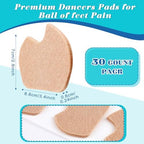 SATINIOR 30 Pcs Foot Pads for Dancer Sesamoiditis Pads Metatarsal Pain Relief Felt Forefoot Cushion Callus Self Adhesive Foot Cushion for Dancer Men Women