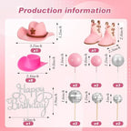 RoundFunny 26 Pcs Cowgirl Cake Decorations Cowgirl Cake Topper Disco Decorations Hat Topper Western Cowboy Birthday Baby Shower for Western Theme Party Supplies(Pink,Cute)