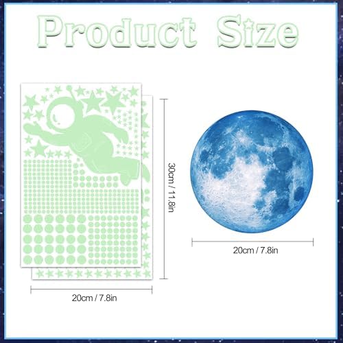 531Pcs Glow in The Dark Stars and Planet Wall Stickers,Galaxy Astronaut Rocket Spacecraft Alien Decoration,Planet Wall Decals,Bright Solar System Wall Stickers for Kids, lanets Spaceship Stars Blue
