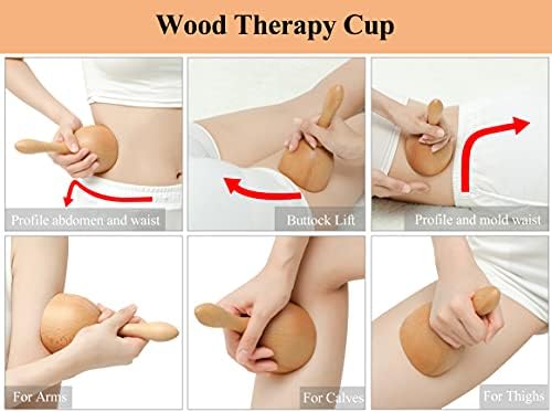 Handhleld Wooden Massage Cup Wood Therapy Massage Tool Body Sculpting Tools for Maderoterapia,Lympahtic Drainage,Anti-Cellulite,Muscle Pain Relief