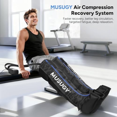 Sequential Leg Compression Massager for Circulation : Full Leg Air Compression Boots for Massage Therapy & Fatigue Relief - 9 Intensity, 6 Modes, 3 Timers for Athletes, Runners, Gym (Large)