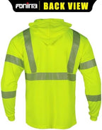FONIRRA Safety Reflective High Visibility Long Sleeve T Shirts with Hood for Men Construction Work ANSI Class 3