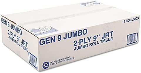 General Supply 9JUMBO Jumbo Roll Bath Tissue, 2-Ply, 9", White (Case of 12)