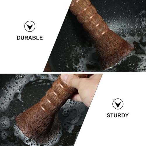 Balacoo 2pcs Large Brown Bristle Tea Tray Cleaning Brushes, Handcrafted Teaware Holder Brush Set for Tea Kettle and Pot Cleaning, Reusable Kitchen Tray Scrubbers for Home Use