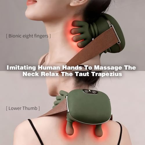 Neck Massager with Heat for Pain Relief Deep Tissue Cordless Neck and Shoulder Massager with Heat and Fingers Bionic Hand Electric Cervical Back Massagers