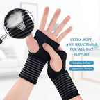 AOOWU Wrist Brace, 2 Pack Elastic Wrist Support with Strap, Wrist Compression Wrap Adjustable Wrist Strap Relieves Wrist Pain, Tendonitis, Sports Use for Men and Women, Right & Lef(Black)