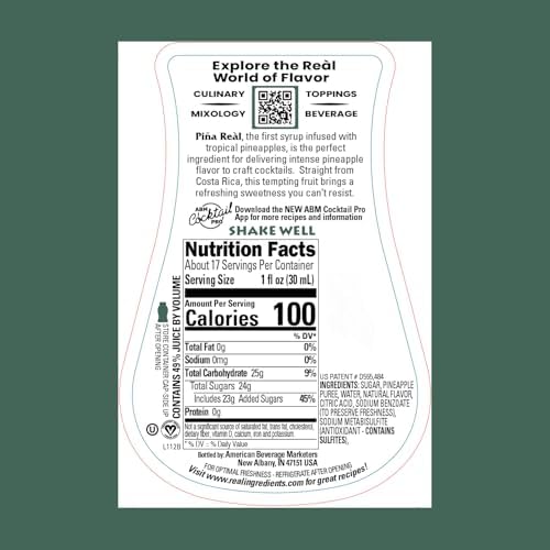 Piña Reàl Infused Exotics, Pineapple Puree Infused Syrup, 16.9 FL OZ Squeezable Bottle (Pack of 3)